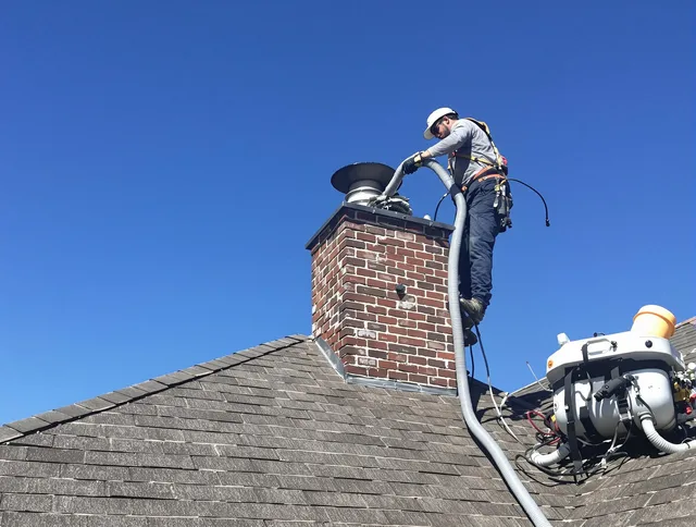 Dedicated Lauderhill Chimney Sweep team member cleaning a chimney in Lauderhill, FL