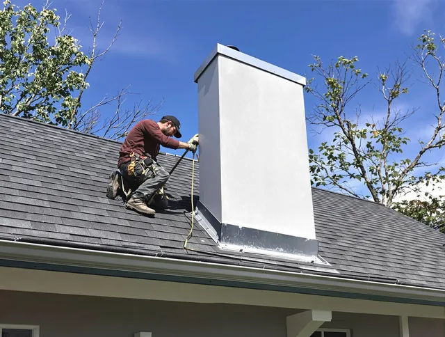 Lauderhill Chimney Sweep team member finishing chimney construction in Lauderhill, FL