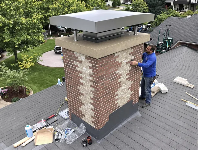 Lauderhill Chimney Sweep team working on a custom chimney remodel in Lauderhill, FL